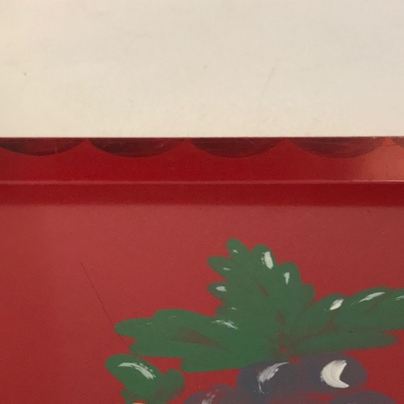 Unbranded VTG Hand Painted Red Tray Decorative Still Life Hand Painting Fruit - Picture 15 of 16